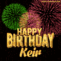 Wishing You A Happy Birthday, Keir! Best fireworks GIF animated greeting card.