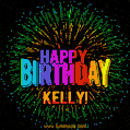 New Bursting with Colors Happy Birthday Kelly GIF and Video with Music