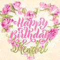 Pink rose heart shaped bouquet - Happy Birthday Card for Kendal