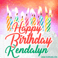 Happy Birthday GIF for Kendalyn with Birthday Cake and Lit Candles