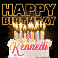 Kennedi - Animated Happy Birthday Cake GIF Image for WhatsApp