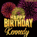 Wishing You A Happy Birthday, Kennedy! Best fireworks GIF animated greeting card.