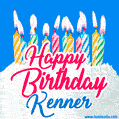 Happy Birthday GIF for Kenner with Birthday Cake and Lit Candles