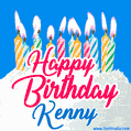 Happy Birthday GIF for Kenny with Birthday Cake and Lit Candles