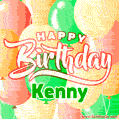 Happy Birthday Image for Kenny. Colorful Birthday Balloons GIF Animation.