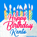 Happy Birthday GIF for Kento with Birthday Cake and Lit Candles