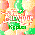 Happy Birthday Image for Kepler. Colorful Birthday Balloons GIF Animation.