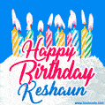 Happy Birthday GIF for Keshaun with Birthday Cake and Lit Candles