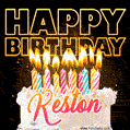 Keston - Animated Happy Birthday Cake GIF for WhatsApp