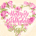 Pink rose heart shaped bouquet - Happy Birthday Card for Keyla