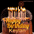 Chocolate Happy Birthday Cake for Keylan (GIF)