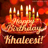 Beautifully decorated red velvet berry birthday cake with vibrant fruits and a glowing 'Khaleesi' name, adding a touch of sweetness and sparkle.
