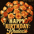 Beautiful bouquet of orange and red roses for Khaleesi, golden inscription and twinkling stars