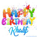 Happy Birthday Khalif - Creative Personalized GIF With Name