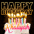 Khaliyah - Animated Happy Birthday Cake GIF Image for WhatsApp