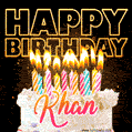Khan - Animated Happy Birthday Cake GIF for WhatsApp