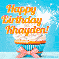 Happy Birthday, Khayden! Elegant cupcake with a sparkler.