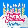 Happy Birthday GIF for Kidus with Birthday Cake and Lit Candles