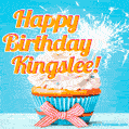 Happy Birthday, Kingslee! Elegant cupcake with a sparkler.