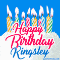 Happy Birthday GIF for Kingsley with Birthday Cake and Lit Candles