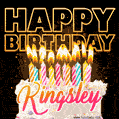 Kingsley - Animated Happy Birthday Cake GIF for WhatsApp