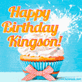 Happy Birthday, Kingson! Elegant cupcake with a sparkler.