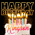 Kingson - Animated Happy Birthday Cake GIF for WhatsApp