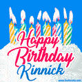 Happy Birthday GIF for Kinnick with Birthday Cake and Lit Candles