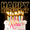Kira - Animated Happy Birthday Cake GIF Image for WhatsApp
