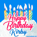 Happy Birthday GIF for Kirby with Birthday Cake and Lit Candles