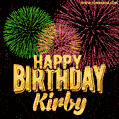 Wishing You A Happy Birthday, Kirby! Best fireworks GIF animated greeting card.