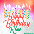 Happy Birthday GIF for Kloe with Birthday Cake and Lit Candles