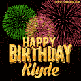 Wishing You A Happy Birthday, Klyde! Best fireworks GIF animated greeting card.