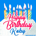 Happy Birthday GIF for Koby with Birthday Cake and Lit Candles