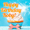 Happy Birthday, Koby! Elegant cupcake with a sparkler.