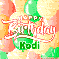 Happy Birthday Image for Kodi. Colorful Birthday Balloons GIF Animation.