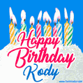 Happy Birthday GIF for Kody with Birthday Cake and Lit Candles