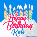Happy Birthday GIF for Kole with Birthday Cake and Lit Candles