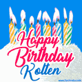 Happy Birthday GIF for Kolten with Birthday Cake and Lit Candles
