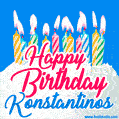 Happy Birthday GIF for Konstantinos with Birthday Cake and Lit Candles