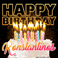 Konstantinos - Animated Happy Birthday Cake GIF for WhatsApp