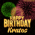 Wishing You A Happy Birthday, Kratos! Best fireworks GIF animated greeting card.