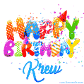 Happy Birthday Krew - Creative Personalized GIF With Name