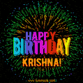 New Bursting with Colors Happy Birthday Krishna GIF and Video with Music