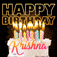 Krishna - Animated Happy Birthday Cake GIF for WhatsApp