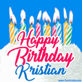 Happy Birthday GIF for Kristian with Birthday Cake and Lit Candles