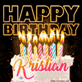 Kristian - Animated Happy Birthday Cake GIF for WhatsApp