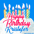 Happy Birthday GIF for Kristofer with Birthday Cake and Lit Candles