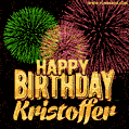 Wishing You A Happy Birthday, Kristoffer! Best fireworks GIF animated greeting card.