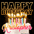 Kristopher - Animated Happy Birthday Cake GIF for WhatsApp